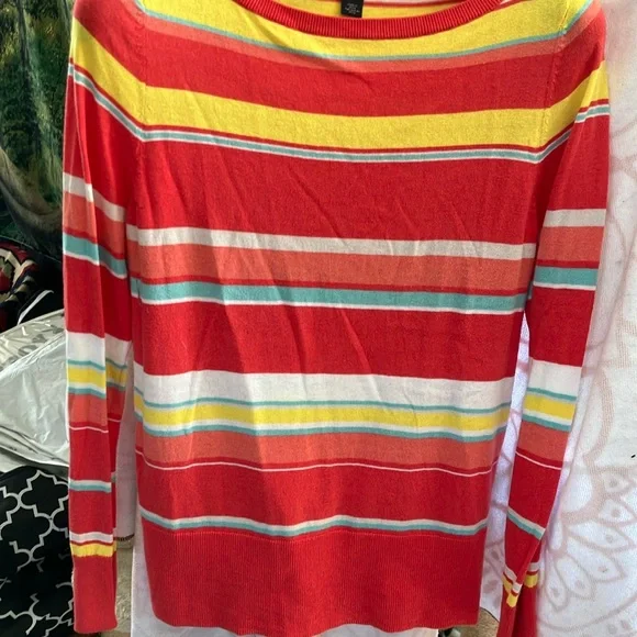 Halogen Red and Yellow Striped Sweater - Picture 3 of 4